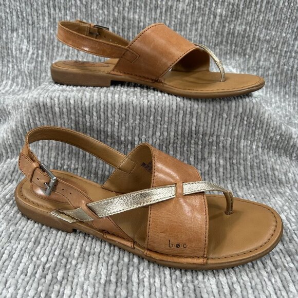 b.o.c. Born Concepts Tan Gold "Lowery" Leather Slingback Casual Sandals Size 10 - Picture 4 of 10